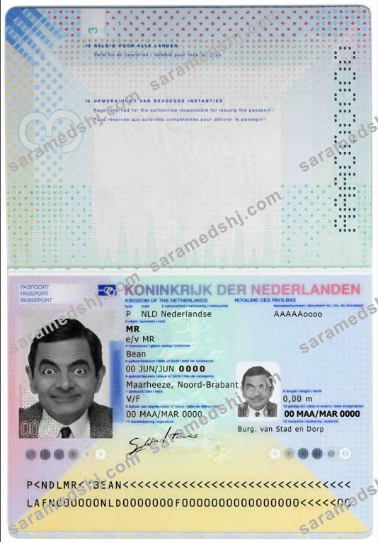 Netherlands passport template in PSD format, fully editable, with all fonts (2014 – present)